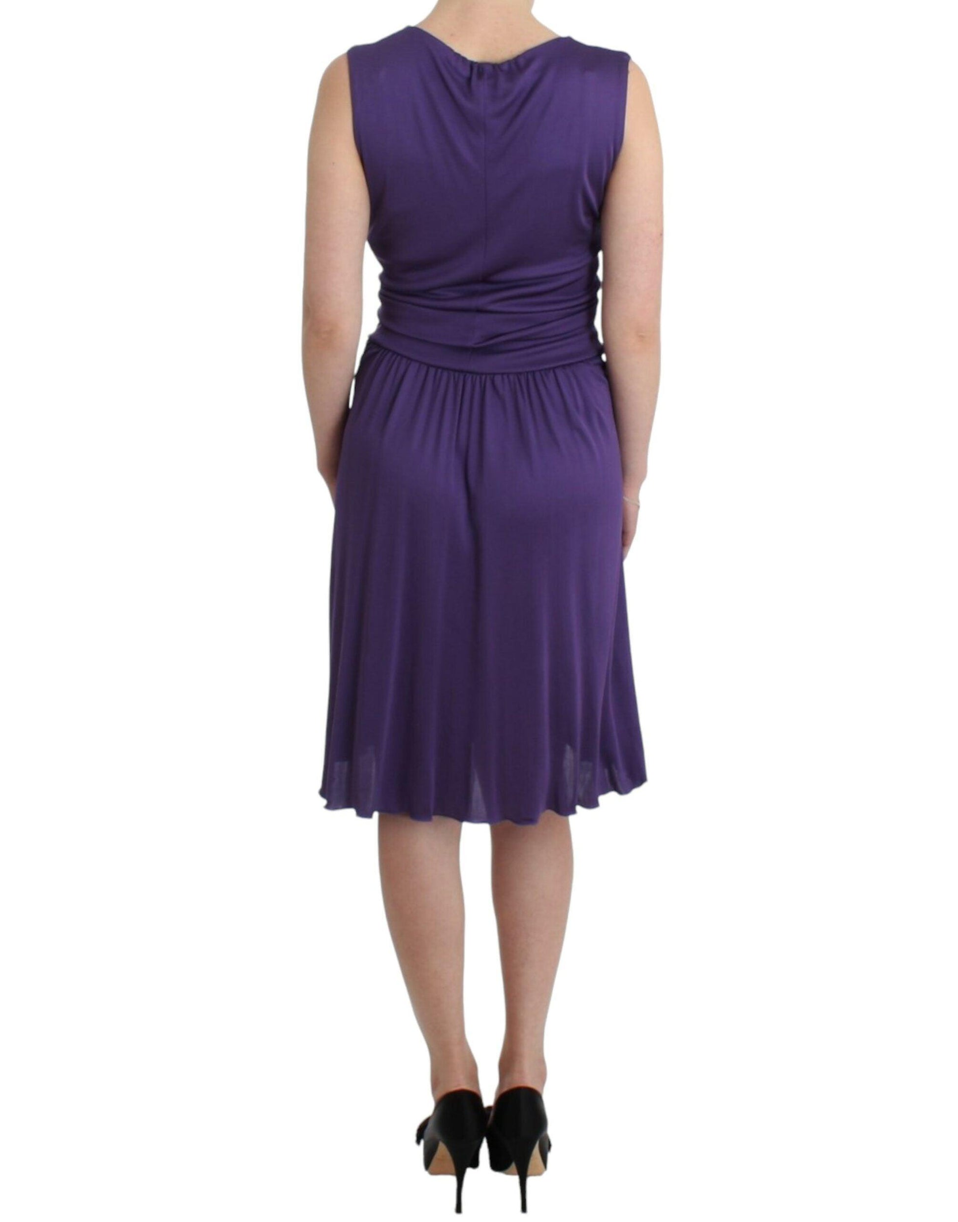 John Galliano Elegant Purple Knee-Length Jersey Dress - PER.FASHION