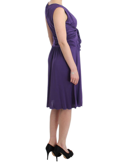 John Galliano Elegant Purple Knee-Length Jersey Dress - PER.FASHION