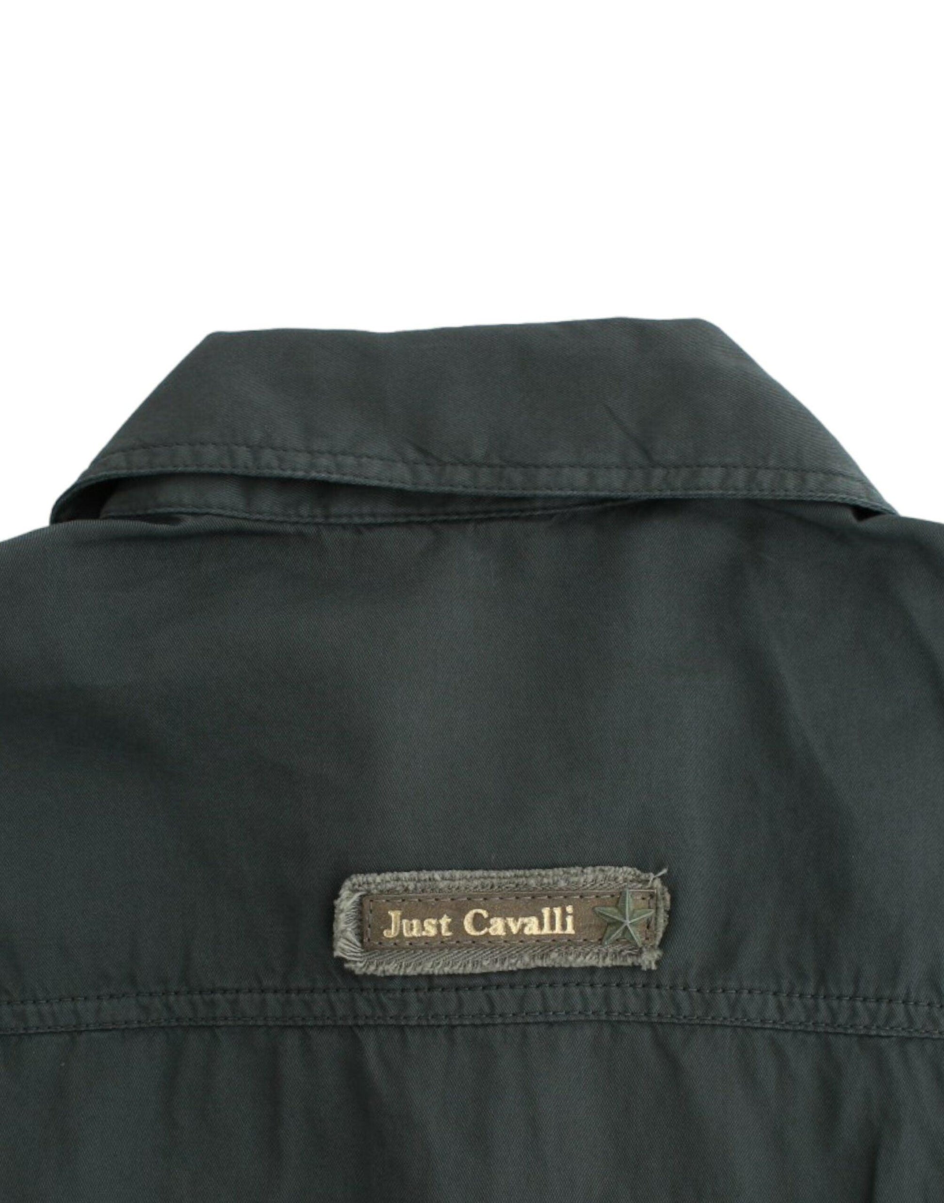 Cavalli Elegant Gray Cotton Button Down Shirt - PER.FASHION