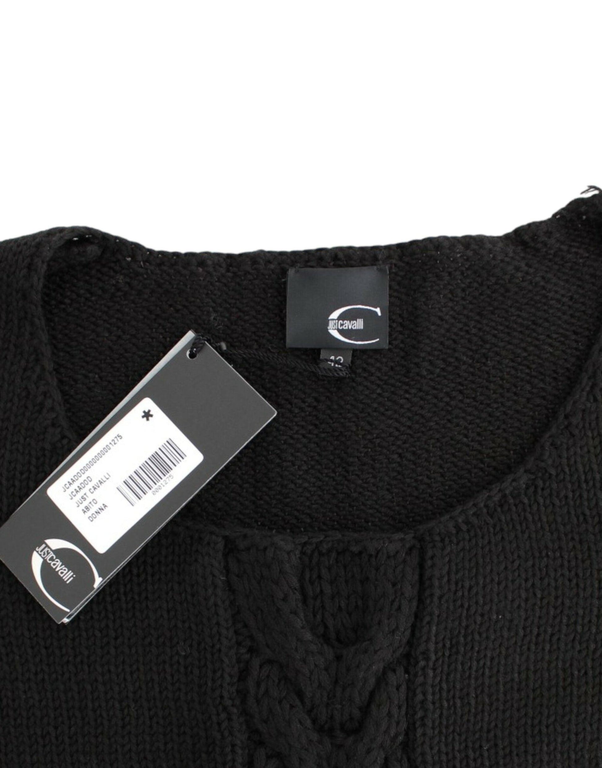 Cavalli Alluring Black Knitted Crew Neck Sweater - PER.FASHION
