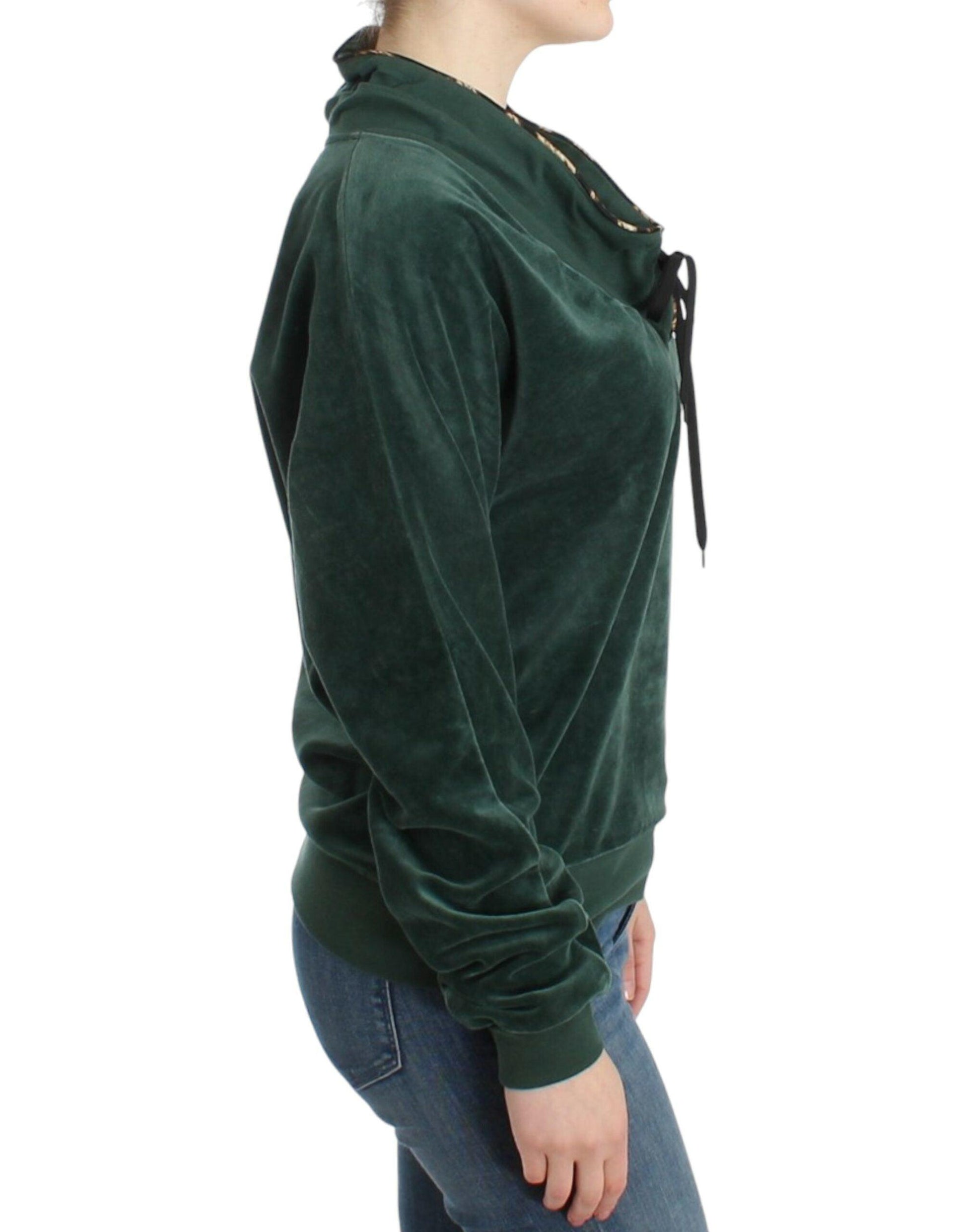 Cavalli Elegant Green Mock Sweater with Rhinestone Detail - PER.FASHION