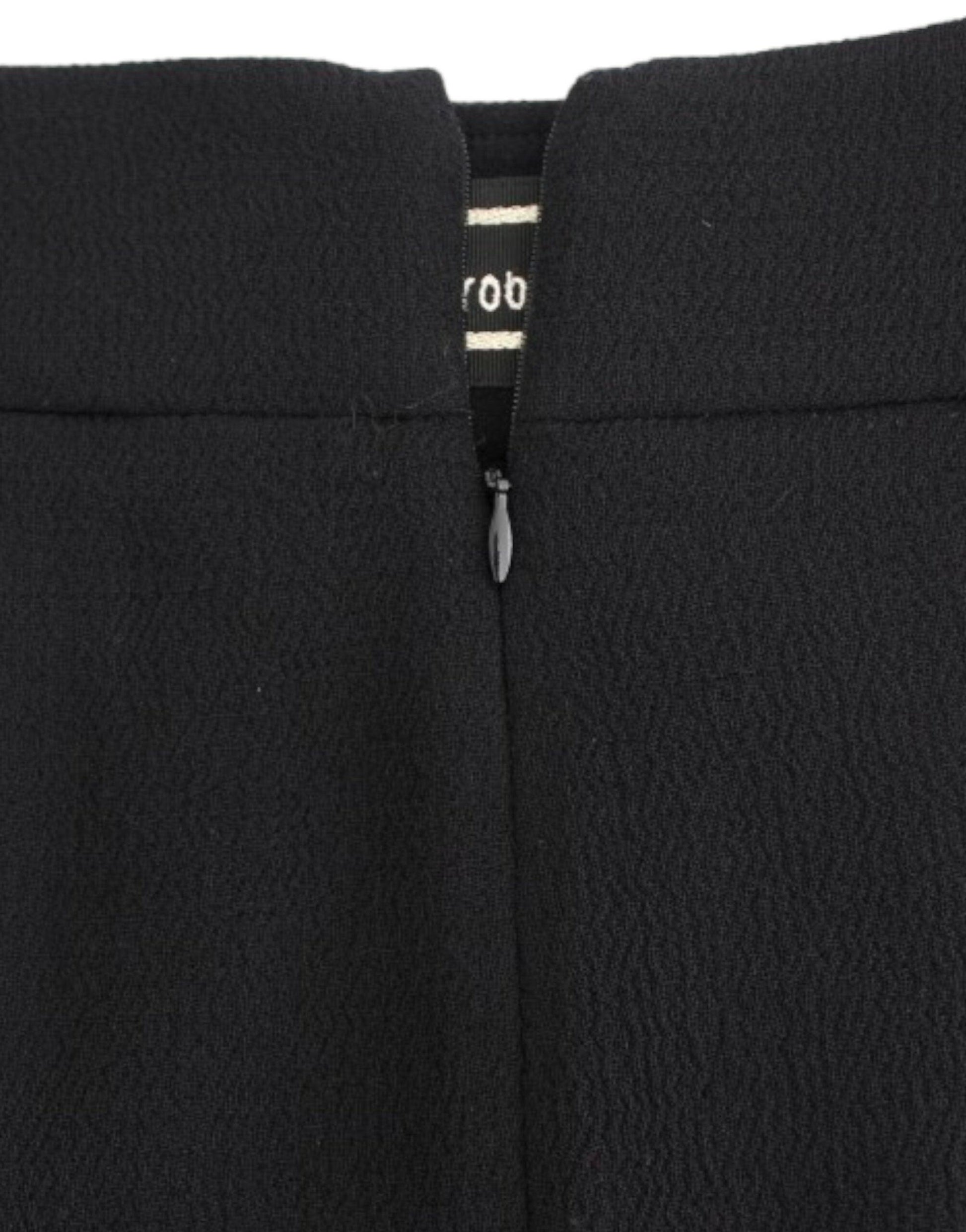 Cavalli Elegant Black Wool Pencil Skirt - PER.FASHION