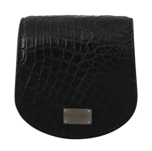 Dolce &amp; Gabbana Элегантный черный кожаный кошелек для монет