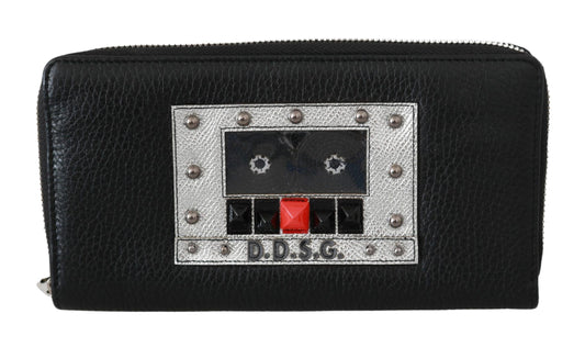 Portafoglio Continental con zip elegante in pelle nera Dolce &amp; Gabbana