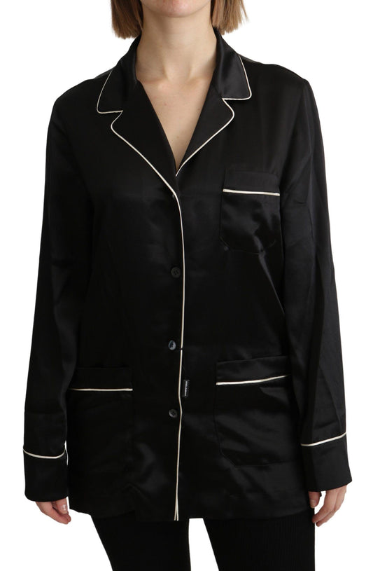 Dolce &amp; Gabbana Элегантная шелковая черная блузка на пуговицах