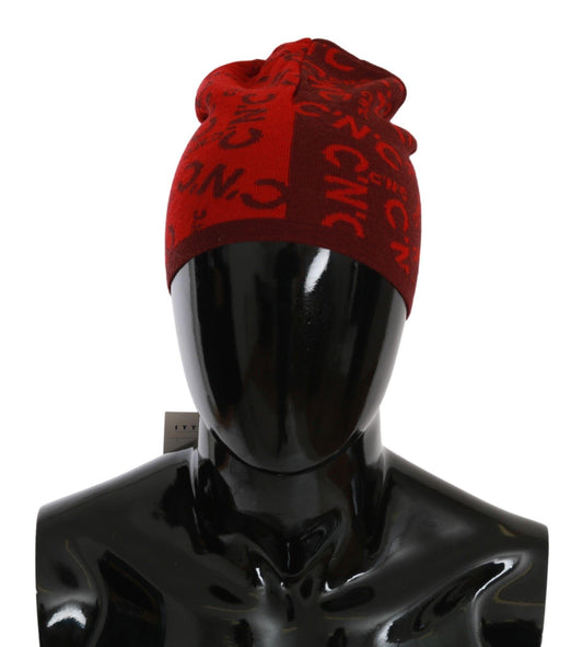 Костюмная красная шапка в национальном стиле из смеси шерсти
