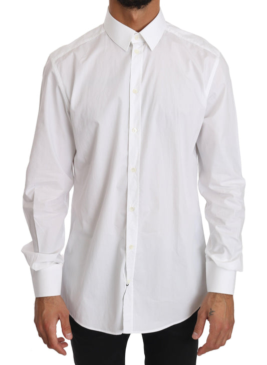 Элегантная классическая рубашка приталенного кроя Dolce &amp; Gabbana белого цвета