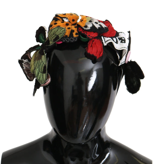Dolce &amp; Gabbana: элегантная шелковая повязка на голову с бабочкой и цветочным принтом