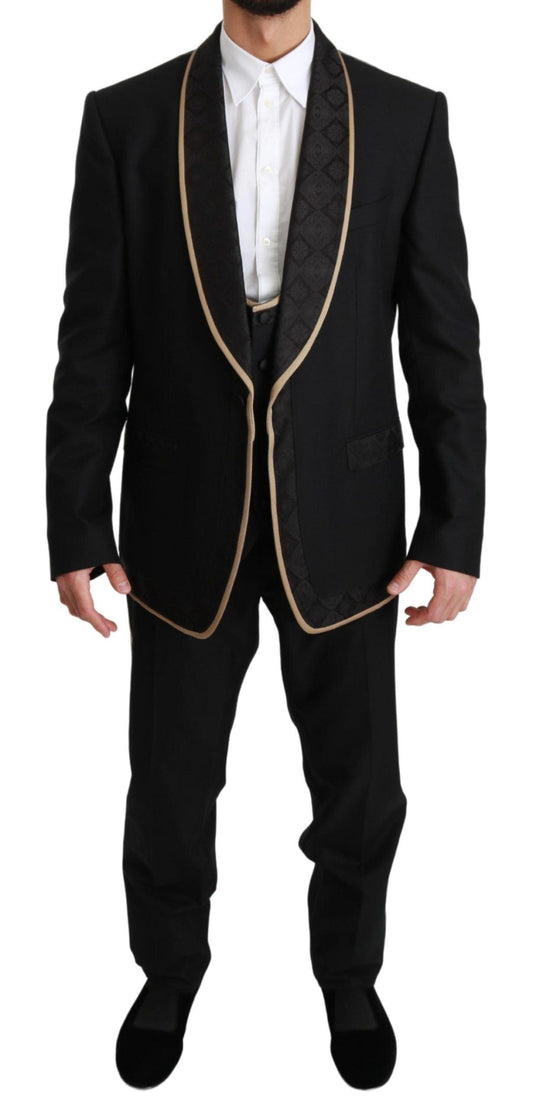 Dolce &amp; Gabbana Элегантный черный костюм-тройка из смесового шелка