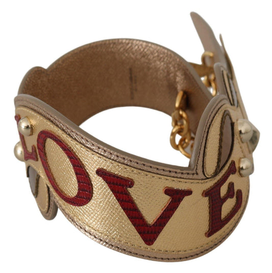 Dolce & Gabbana Elegant Gold Leather Shoulder Strap Accessory