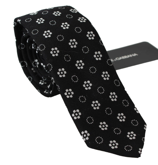 Dolce & Gabbana Elegant Black Floral Silk Necktie