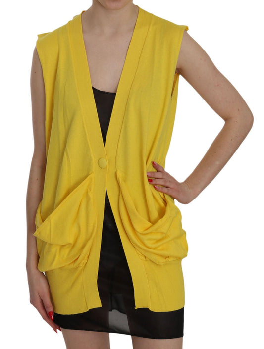 PINK MEMORIES Elegant Yellow Sleeveless Cotton Vest