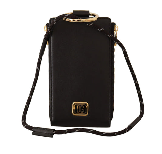 Dolce & Gabbana Elegant Black Leather Strapped Wallet