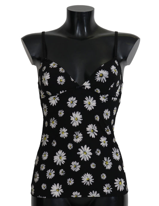 Dolce &amp; Gabbana elegante abito chemise in pizzo floreale con margherite nere