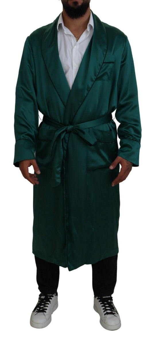 Dolce &amp; Gabbana Elegante vestaglia di seta in verde lussureggiante
