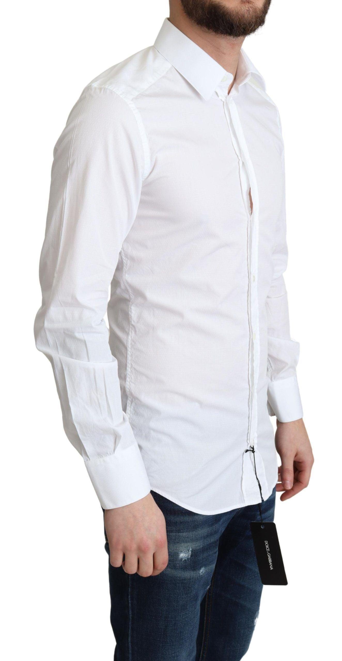 Dolce & Gabbana Elegant White Cotton Dress Shirt - PER.FASHION