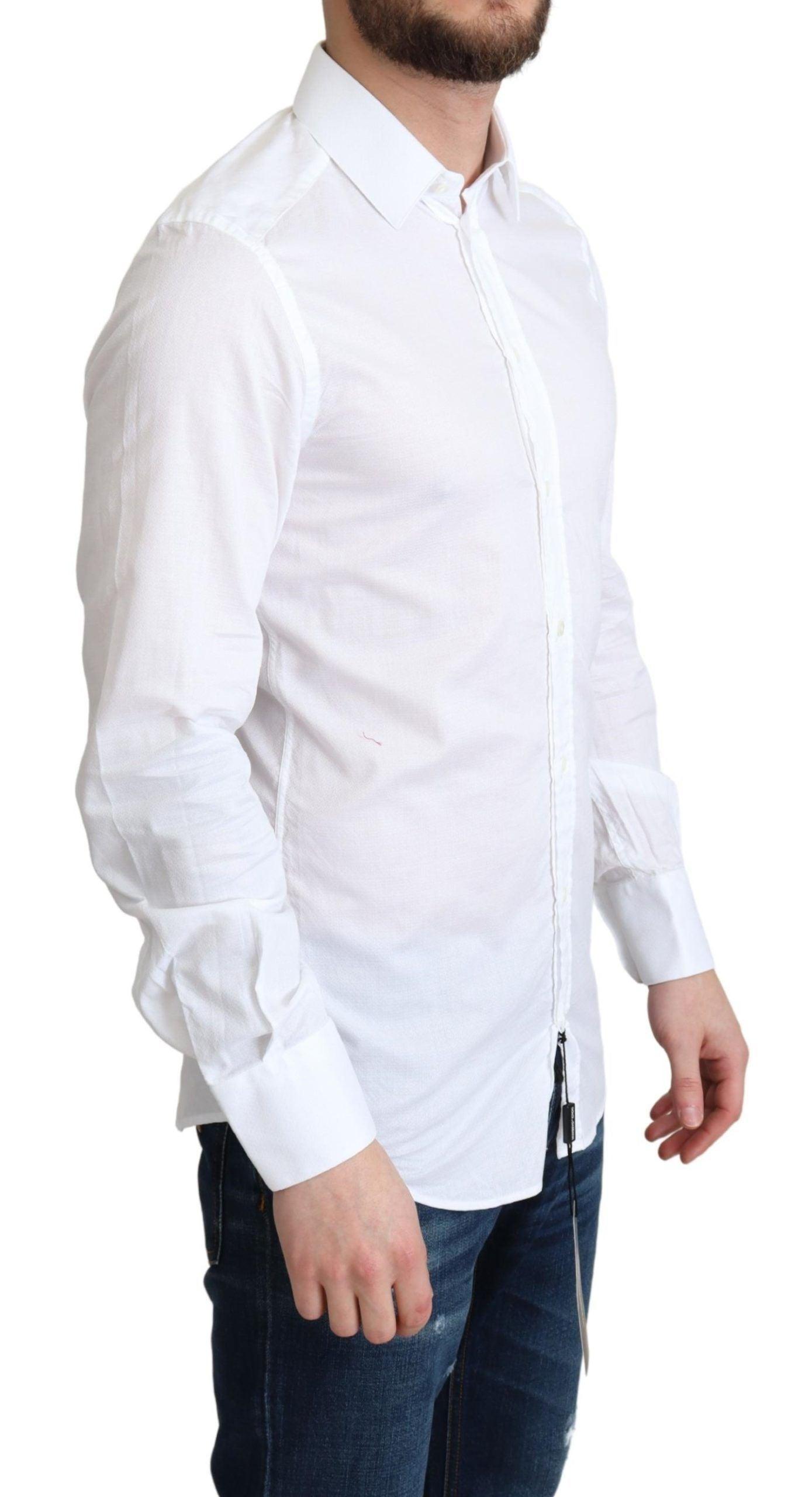 Dolce & Gabbana Elegant White Cotton Dress Shirt Slim Fit - PER.FASHION