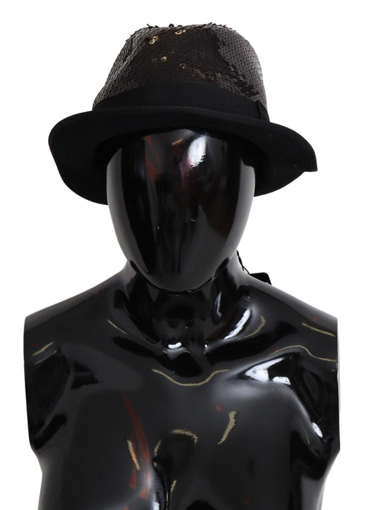 Dolce &amp; Gabbana Элегантная черная шляпа-федора с пайетками