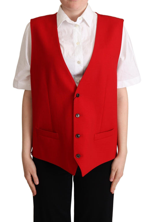 Dolce &amp; Gabbana Gilet elegante senza maniche in lana vergine rossa