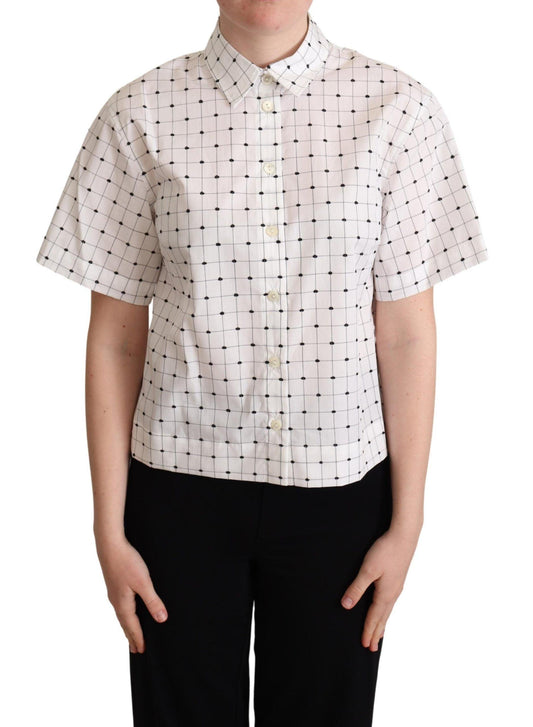 Белый хлопковый топ-рубашка с воротником в горошек Dolce &amp; Gabbana