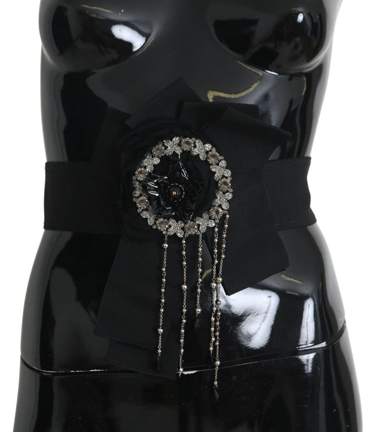 Dolce &amp; Gabbana Elegante cintura in vita con cristalli neri