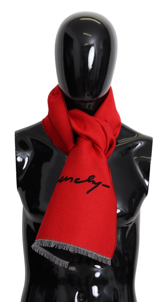 Элегантный красный шарф унисекс из смесовой шерсти от Givenchy