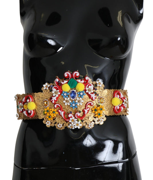 Dolce & Gabbana Gold-Tone Floral Crystal Waist Belt