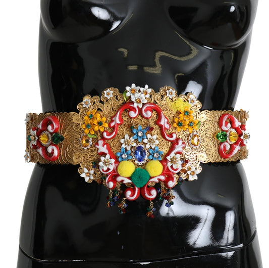 Cintura in vita Dolce &amp; Gabbana impreziosita da cristalli floreali dorati