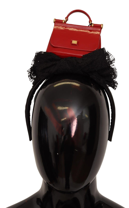 Dolce &amp; Gabbana Изысканная черная хлопковая красная бронзовая повязка на голову с диадемой