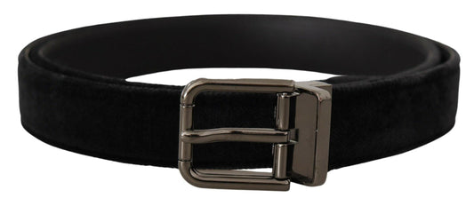 Dolce & Gabbana Elegant Black Leather Belt with Silver Tone Buckle - PER.FASHION