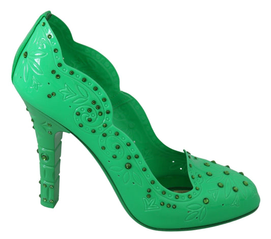 Dolce &amp; Gabbana Очаровательные туфли-лодочки «Золушка» с кристаллами в цвете «Пышный зеленый»