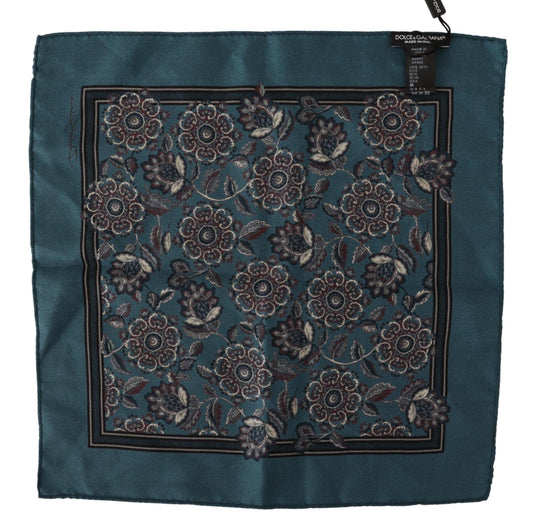 Dolce &amp; Gabbana Синий шелковый квадратный платок с цветочным принтом