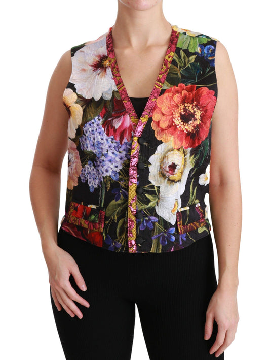 Dolce &amp; Gabbana Gilet senza maniche floreale in broccato multicolor