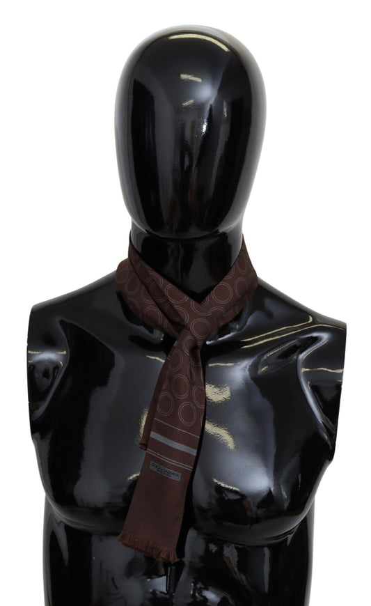 Dolce &amp; Gabbana Шелковый шарф с геометрическим узором и бахромой цвета землисто-коричневый