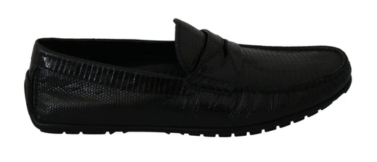 Dolce &amp; Gabbana Изысканные черные кожаные лоферы под ящерицу