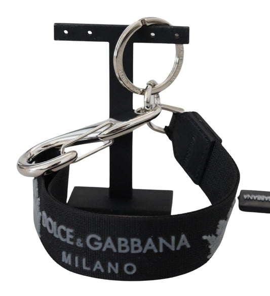Dolce & Gabbana Elegant Black Charm Keychain with Brass Accents