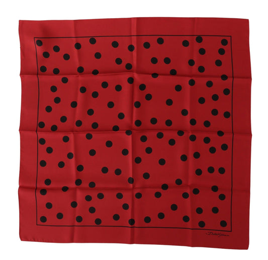 Dolce &amp; Gabbana Элегантный красный шелковый квадратный шарф в горошек