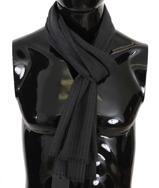 Dolce &amp; Gabbana Элегантный мужской шерстяной шарф серого цвета в полоску