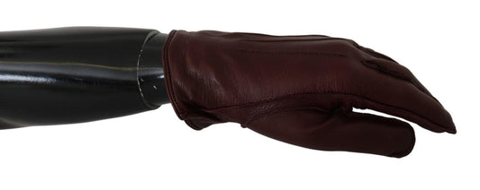 Dolce &amp; Gabbana Элегантные темно-бордовые перчатки длиной до запястья из овчины