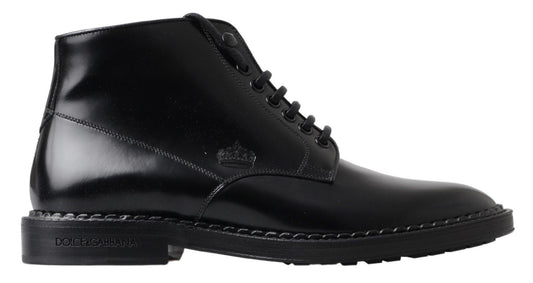 Dolce &amp; Gabbana Элегантные черные кожаные мужские ботинки