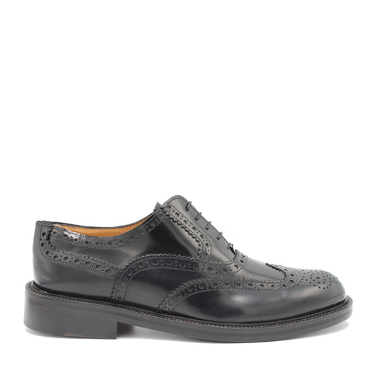 Черные кожаные мужские туфли броги со шнуровкой Saxone of Scotland Spazzolato