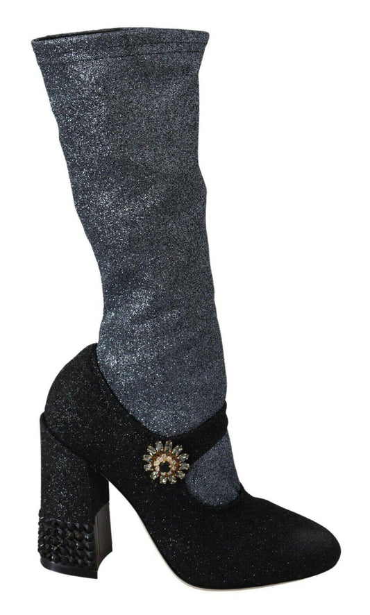 Dolce & Gabbana Glamorous Crystal-Embellished Booties