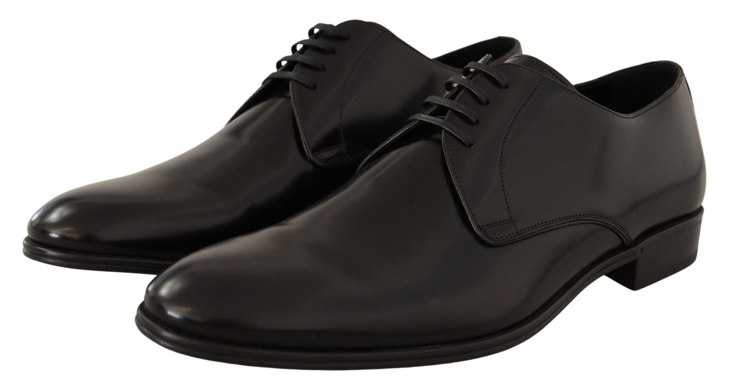 Dolce & Gabbana Elegant Black Leather Derby Shoes - PER.FASHION