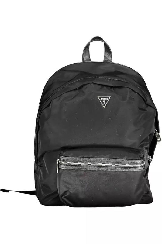 Guess Jeans Sleek Black Nylon Backpack with Laptop Compartment