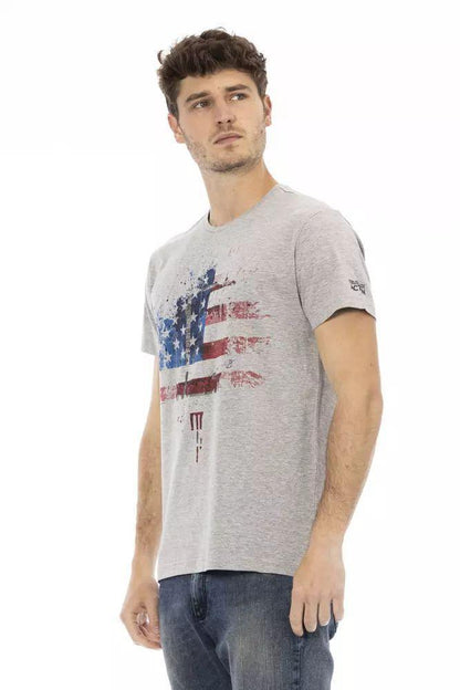 Trussardi Action Chic Gray Short Sleeve Round Neck Tee - PER.FASHION