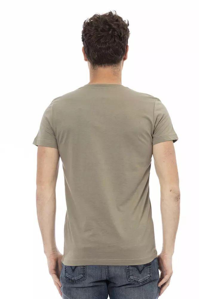 Trussardi Action Elegant V-Neck Tee with Chic Front Print - PER.FASHION