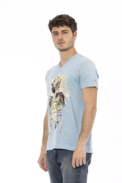 Trussardi Action Elegant V-Neck Tee with Chic Front Print - PER.FASHION