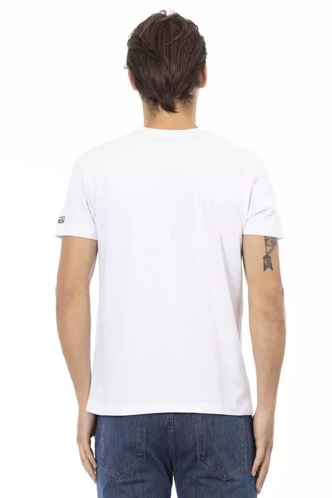 Trussardi Action Elegant V-Neck Tee with Chic Front Print - PER.FASHION