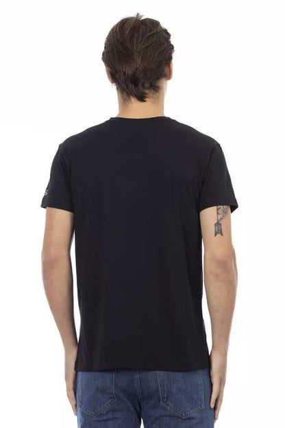 Trussardi Action Elegant V-Neck Tee with Chic Front Print - PER.FASHION