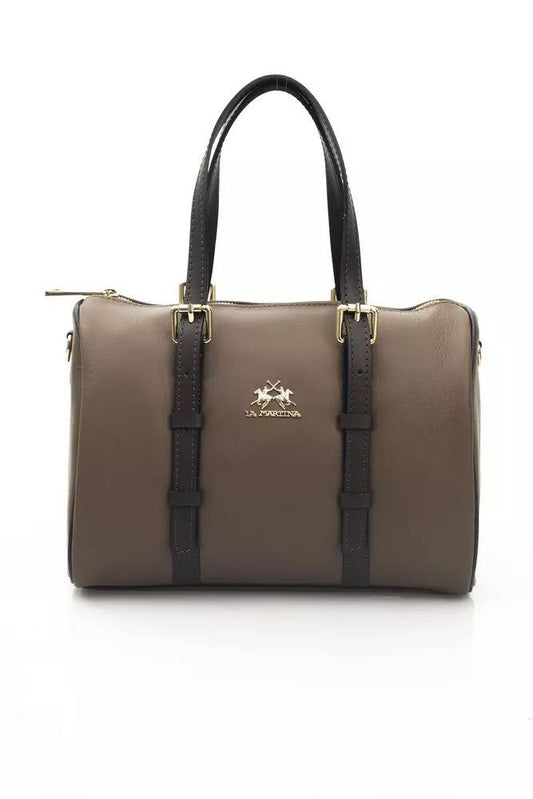 Элегантная сумка через плечо La Martina из телячьей кожи насыщенно-коричневого цвета